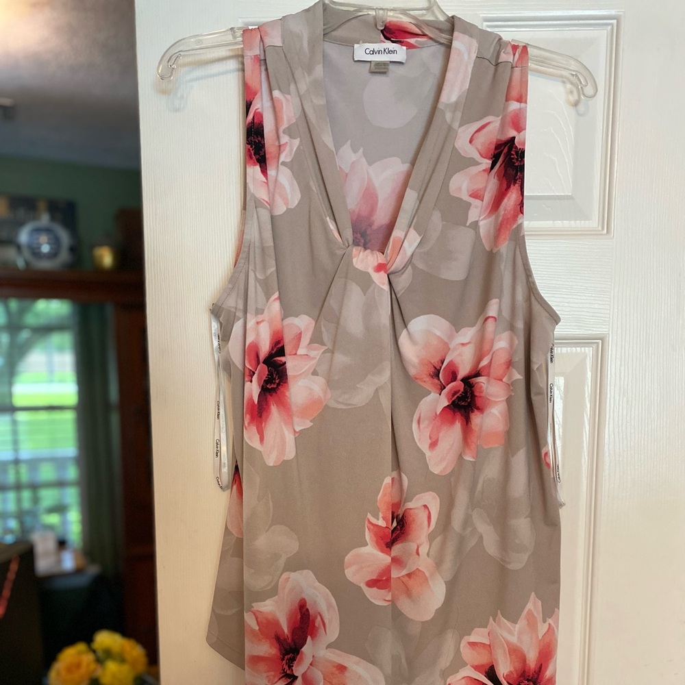Calvin Klein Tan and Pink Sleeveless Tank